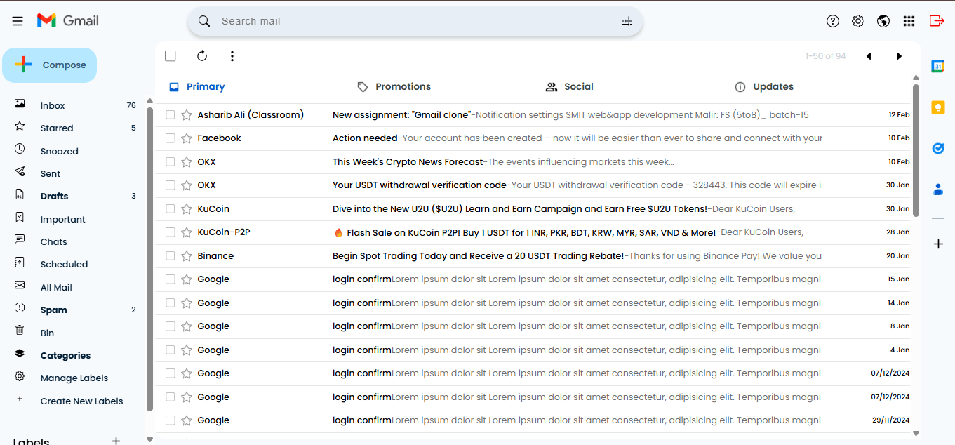 Gmail Clone screenshot